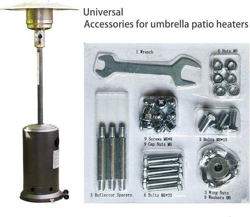 Mcvomv Patio Heater Replacement Parts Hardware Patio Heater Reflector Shield Accessories Round Umbrella Shape Stand-up Pyramid Patio Heaters Heat kit-Bolt & Nut Set - Image 5
